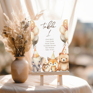 Table number Watercolor Animals baby shower