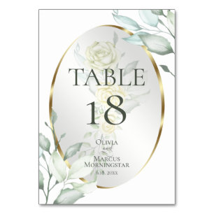TABLE NUMBER   Watercolor Ivory Yellow Blush Roses
