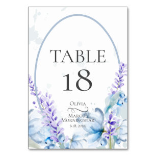 TABLE NUMBER Watercolor Lavender - Dusty Blue