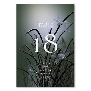TABLE NUMBER   Watercolor Sage Green Dragonflies