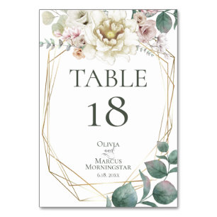 TABLE NUMBER Watercolour Ivory Blush Flowers