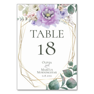 TABLE NUMBER   Watercolour  Lavender Floral Peony