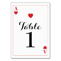 Table Number Wedding Ace of Hearts Playing Cards