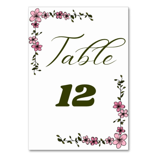 Table Number Wedding Card (Front)