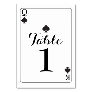 Table Number Wedding K Q Ace Spades Playing Cards