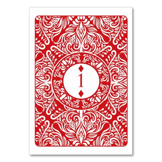 Table Number Wedding Playing Cards Ace of Diamonds (Back)