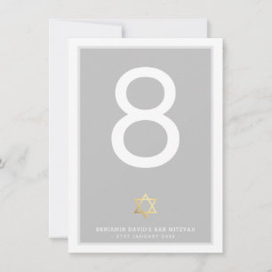 TABLE NUMBERS Bar Mitzvah star of david grey