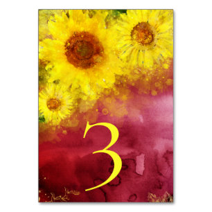 *~* TABLE NUMBERS Burgundy Sunflower  Wedding