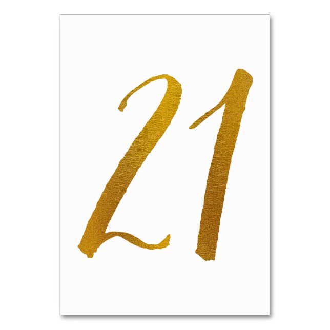 Table Numbers - Casual Brush Script Typography -21 (Front)