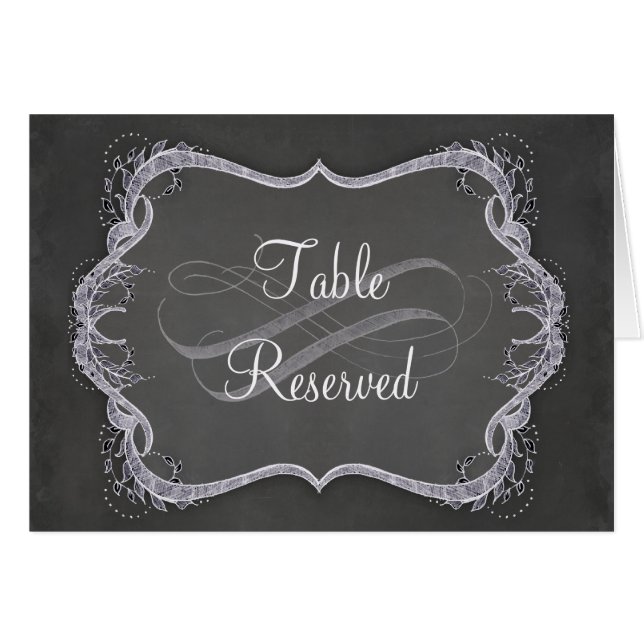 Table Numbers - Chalkboard Typographic Leaf Swirl (Front Horizontal)