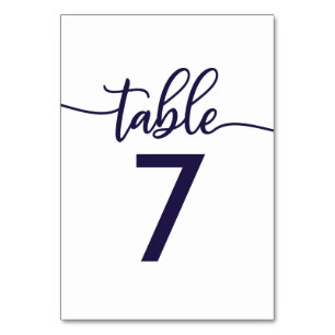 Table Numbers Elegant Calligraphy Navy Blue