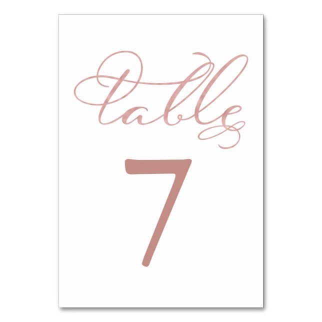 Table Numbers | Elegant Rose Gold Foil Wedding (Front)