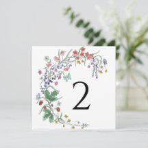Table numbers floral border simple elegant 