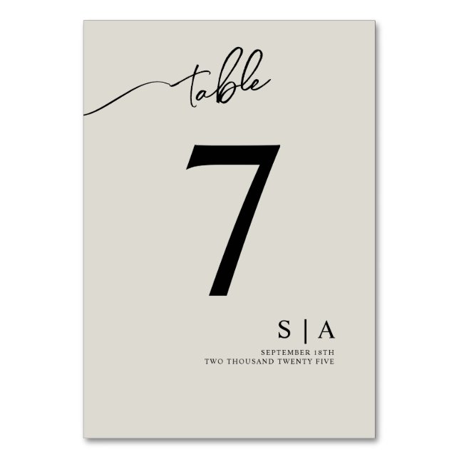 Table Numbers for a modern wedding. (Front)