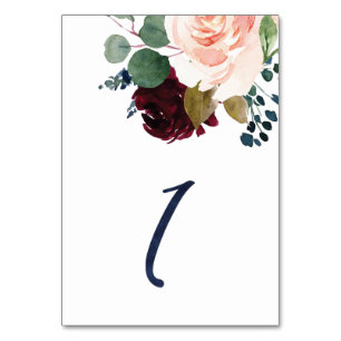 Table Numbers for KJ #1 Watercolor Blue Font