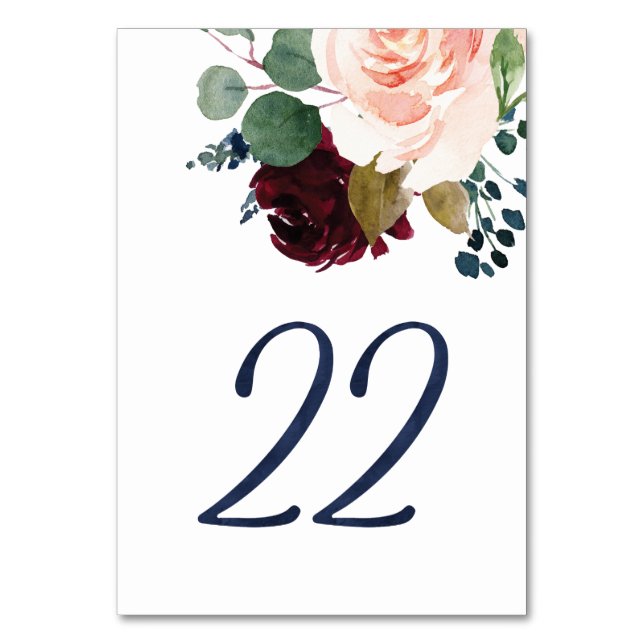 Table Numbers for KJ Watercolor Blue Font #22
