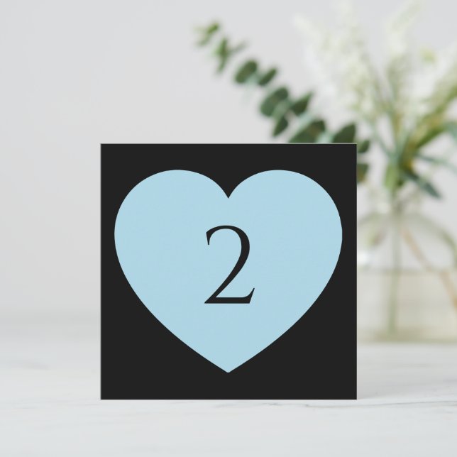 Table numbers heart border (Standing Front)