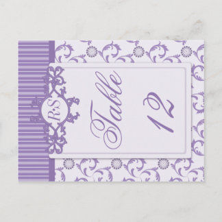 Table Numbers in Ornate Lavender Purple Pattern Postcard