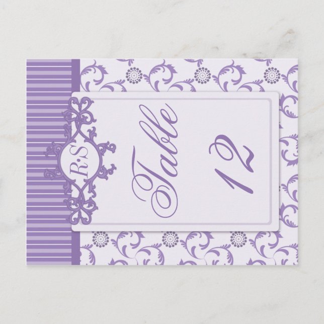 Table Numbers in Ornate Lavender Purple Pattern Postcard (Front)