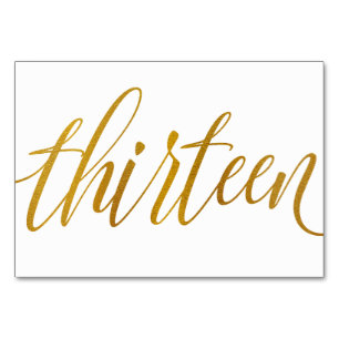 Table Numbers - Luxe Typography -Faux Gold Foil 13