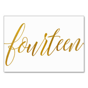 Table Numbers - Luxe Typography -Faux Gold Foil 14