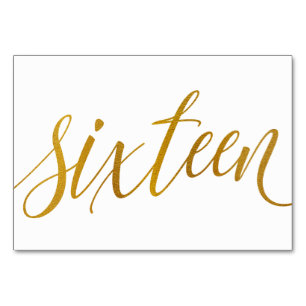 Table Numbers - Luxe Typography -Faux Gold Foil 16
