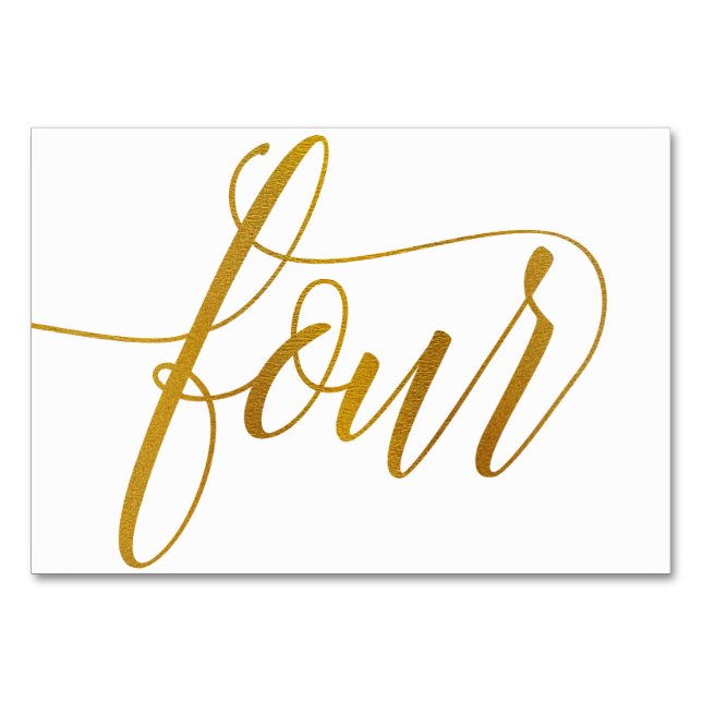 Table Numbers - Luxe Typography (Faux Gold Foil) 4 (Front)