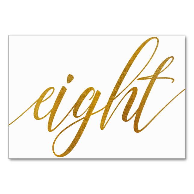 Table Numbers - Luxe Typography (Faux Gold Foil) 8 (Front)