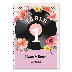 Table Numbers Music Record Wedding Floral 1950s