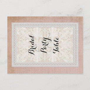 Table Numbers Rustic Lace w Aged Vintage Linen Postcard