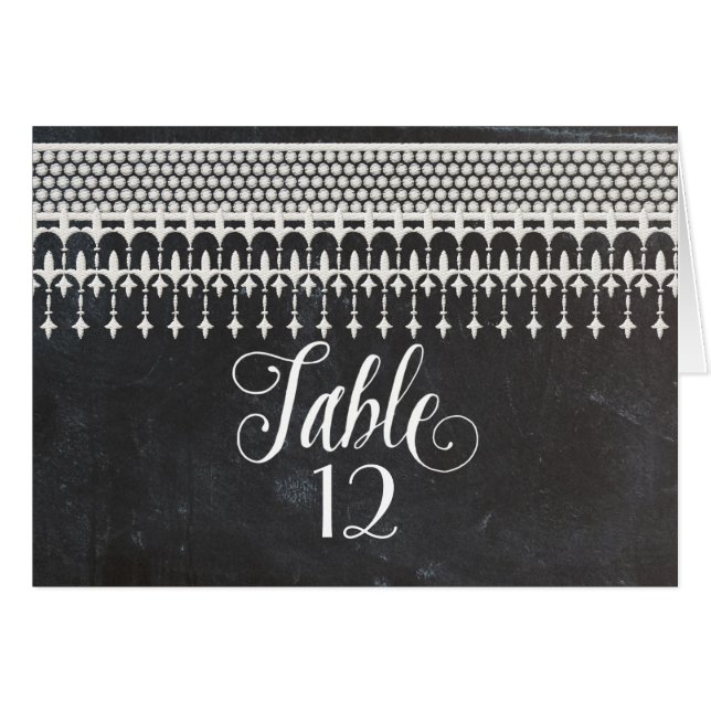 Table Numbers Rustic Vintage Lace Chalkboard (Front Horizontal)