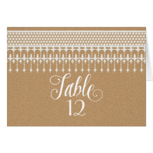Table Numbers Rustic Vintage Lace Kraft Paper