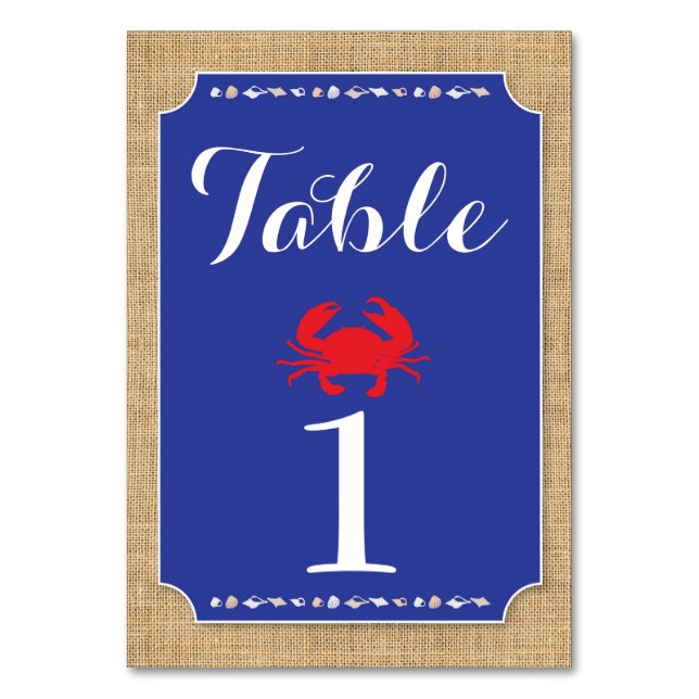 Table Numbers Wedding Crab Boil Beach Burlap (Front)