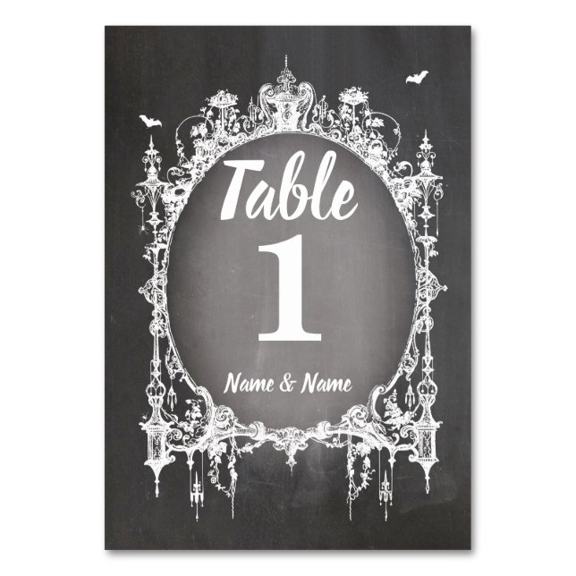 Table Numbers Wedding Gothic Frame Halloween Cards (Front)