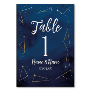 Table Numbers Wedding Star Signs Navy
