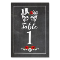 Table Numbers Wedding Sugar Skulls Rustic Cards