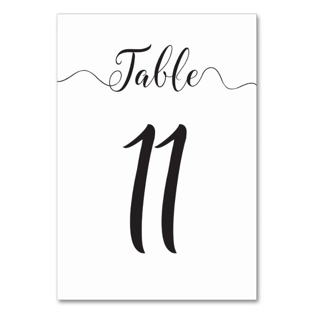 Table Numbers Wedding Table Card (Front)