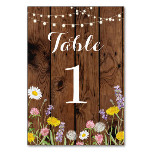 Table Numbers Wedding Wild Flowers Rustic Wood