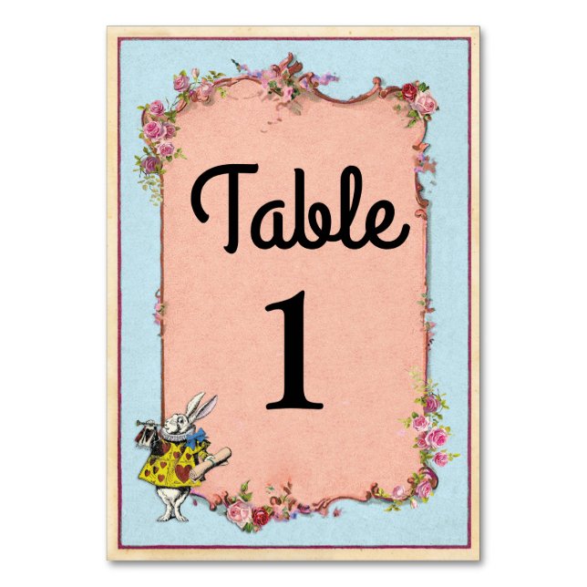 Table Numbers Wedding Wonderland Rabbit Cards (Front)