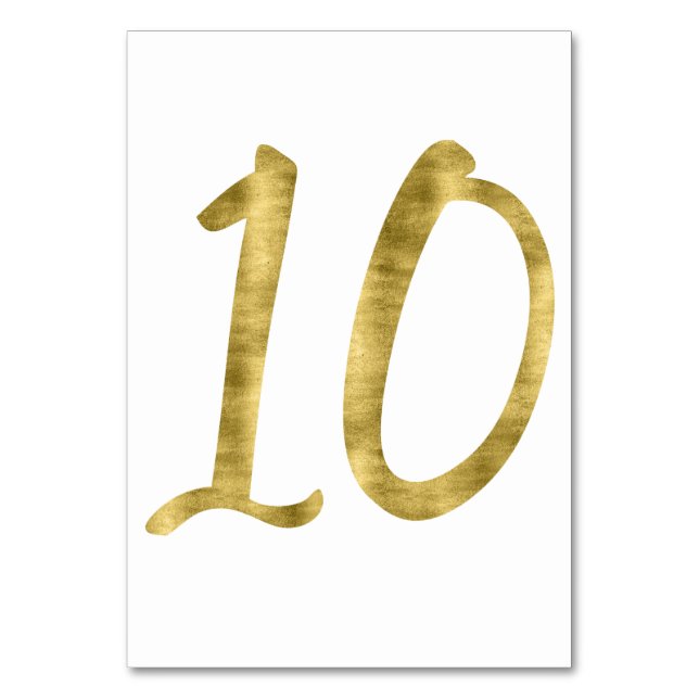 Table Numbers With Gold Foil Effect Number 10 (Front)
