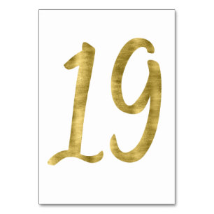 Table Numbers With Gold Foil Effect Number 19