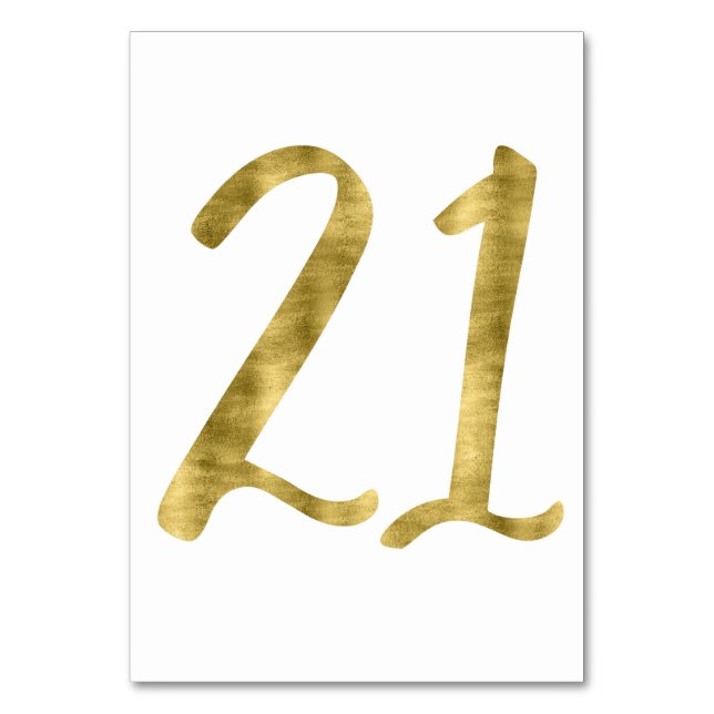 Table Numbers With Gold Foil Effect Number 21 (Front)