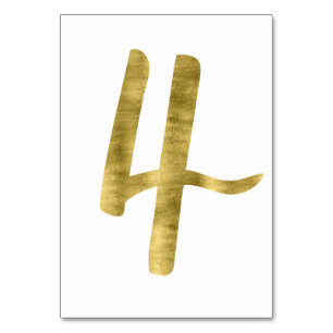 Table Numbers With Gold Foil Effect Number 4