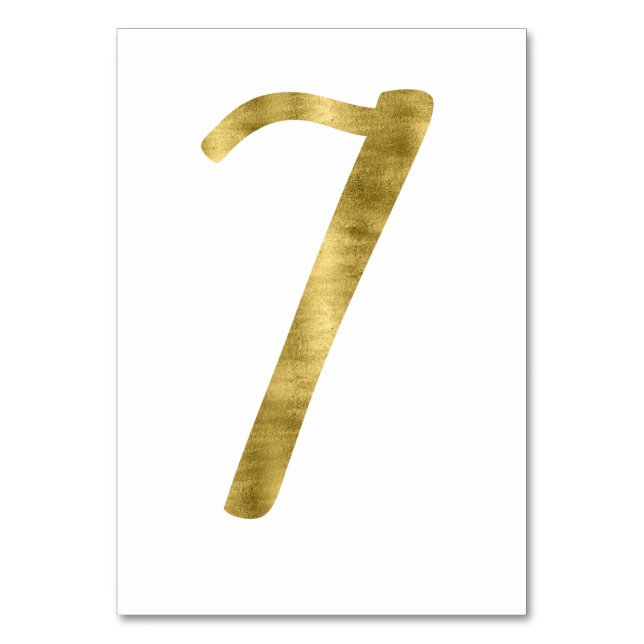 Table Numbers With Gold Foil Effect Number 7 (Front)