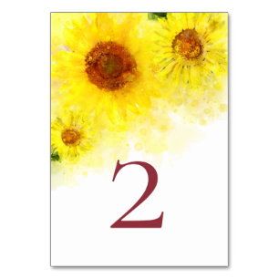 *~* TABLE NUMBERS Yellow Sunflower Wedding