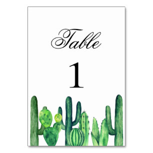 Table numéro de cactus vert. Mariage d'été de cact