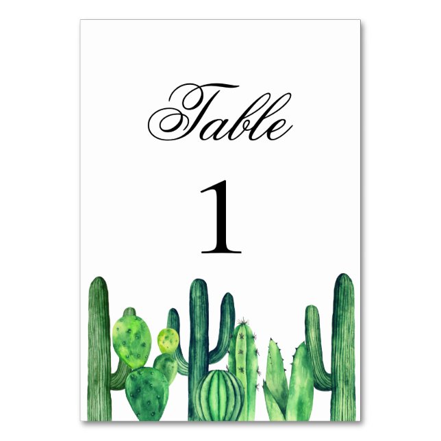 Table numéro de cactus vert. Mariage d'été de cact (Par défaut)