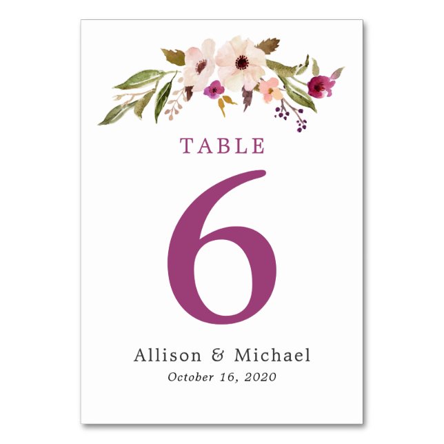 Table Numéro de tableau du Mariage Chic Boho Plum (Par défaut)