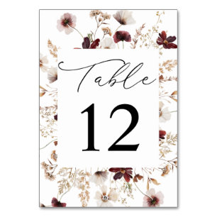 Table Numéro de tableau Floral Fleur sauvage Automne
