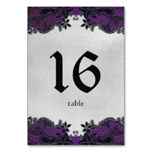 Table Numéro de tableau Floral noir et pourpre